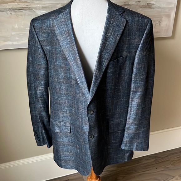 Jack Victor blue/brown single breasted sport coat - Picture 11 of 13
